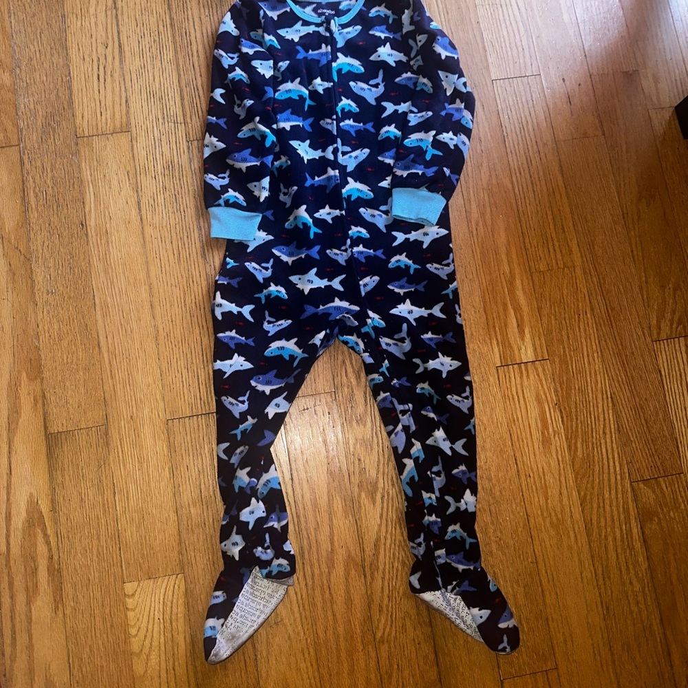 Absorba Blue Footies Pajamas with Shark-Themed Design 2 pair - Picture 3 of 3